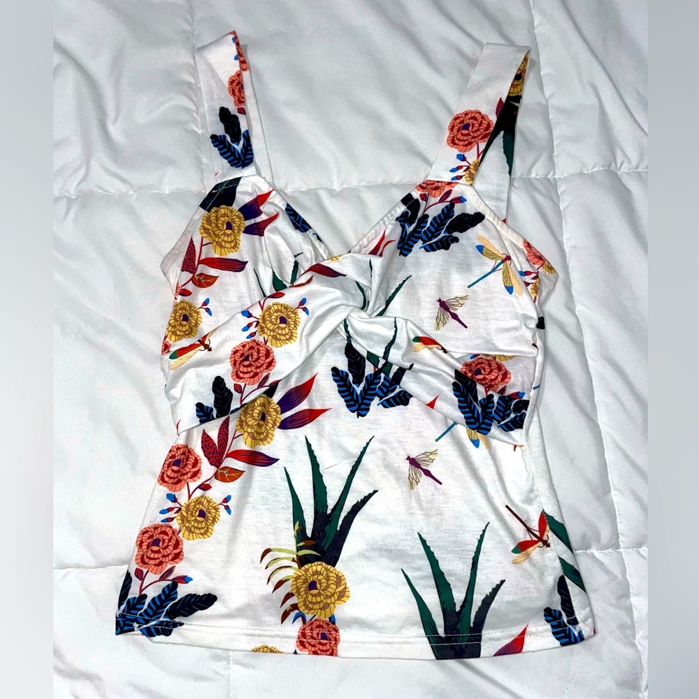 Floral print summer tank top